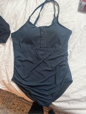 Navy maternity swimsuit